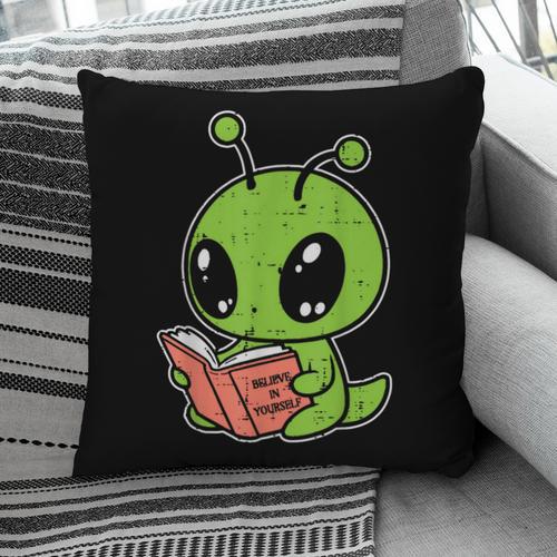 Alien Reading Book Believe In Yourself Kids Women Men Pillowcase - Bookorys AU