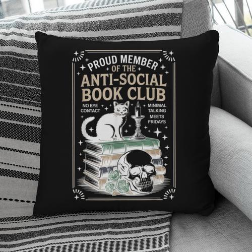 Anti-Social Book-Club Cat Graphic Pillowcase - Bookorys CA