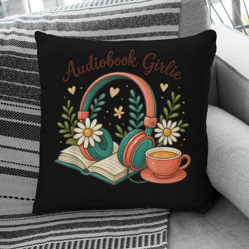 Audiobook Girlie Headphones Book Tea Love Pillowcase - Bookorys DE