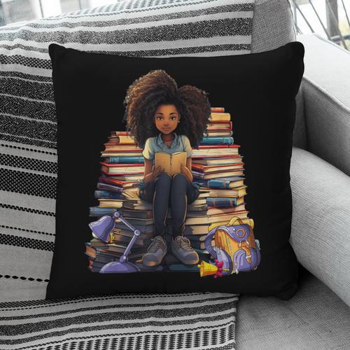 Back To School Afro Melanin Girl Reading Book Bookworm Pillowcase - Bookorys DE