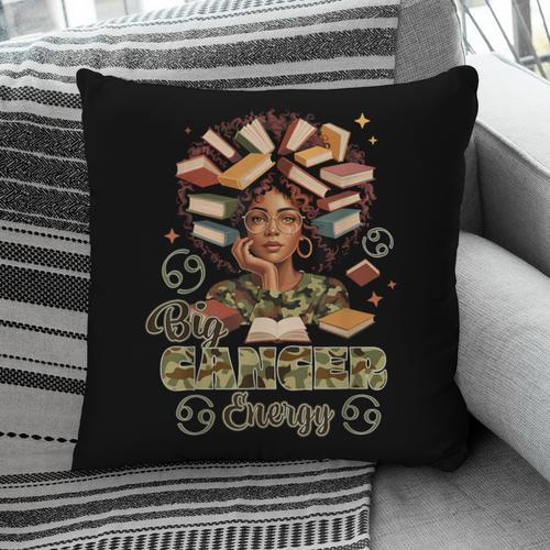 Big Cancer Energy Woman Camo Zodiac Book Teacher Pillowcase - Bookorys DE