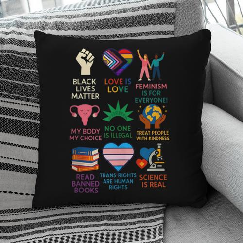 BLM Human Rights Feminism Trans Science Books LGBTQ Kindness Pillowcase - Bookorys CA