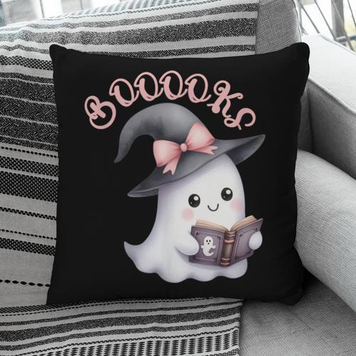 Boo Ghost Books Coquette Bow Halloween Women School Teacher Pillowcase - Bookorys