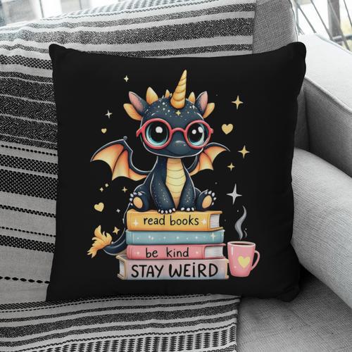 Book Lover Chibi Dragon With Big Red Glasses Bookworm Pillowcase - Bookorys DE