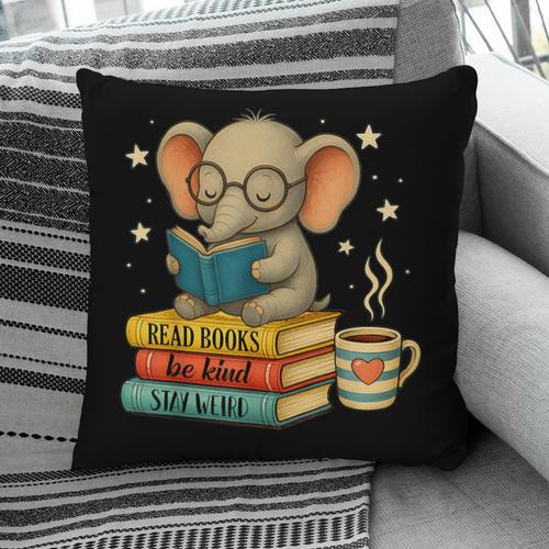 Book Lover Elephant Reading Books Library Read Books Be Kind Pillowcase - Bookorys