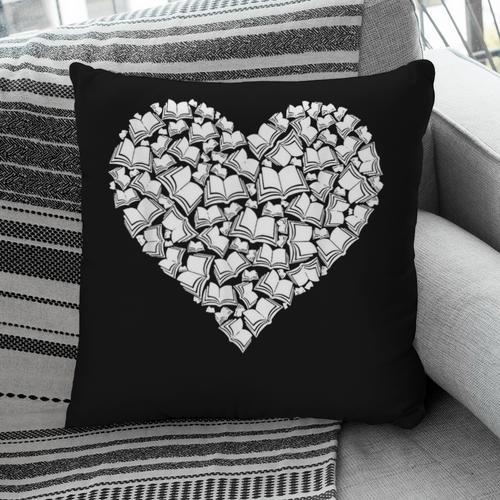 Book Lover Heart Shape Reading Librarian Library Teacher Pillowcase - Bookorys DE