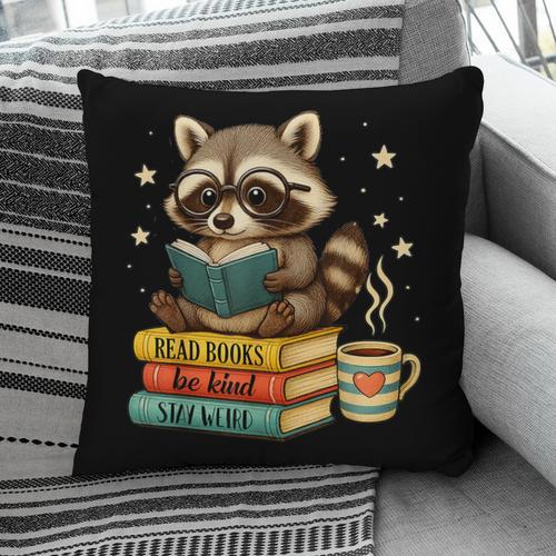Book Lover Racoon Reading Bookish Library Read Books Be Kind Pillowcase - Bookorys