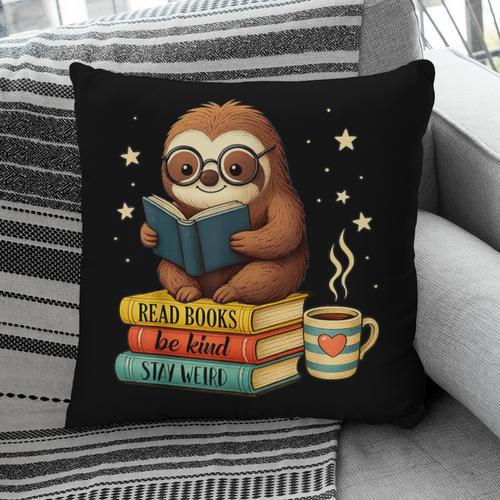 Book Lover Sloth Reading Bookish Library Read Books Be Kind Pillowcase - Bookorys CA