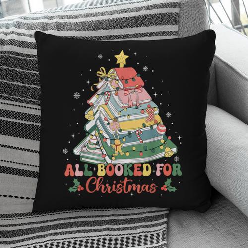 All Booked For Christmas Book Lovers Xmas Tree Lights Pillowcase - Bookorys DE