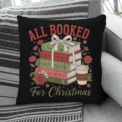 All Booked For Christmas Coquette Xmas Book Club Book Lovers Pillowcase - Bookorys