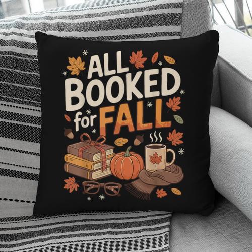 All Booked For Fall Pumpkin Books Thanksgiving Autumn Leaves Pillowcase - Bookorys