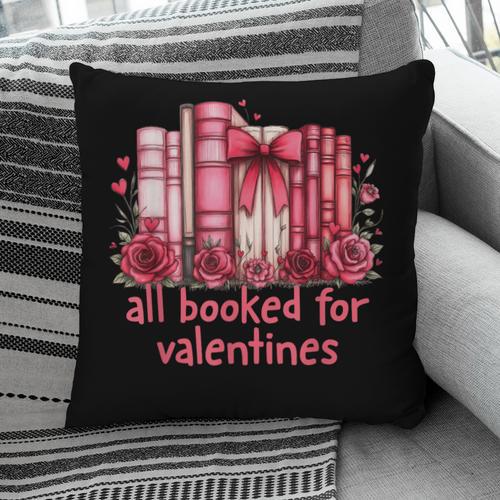 All Booked For Valentines Coquette Bow Book Lover Bookworm Pillowcase - Bookorys