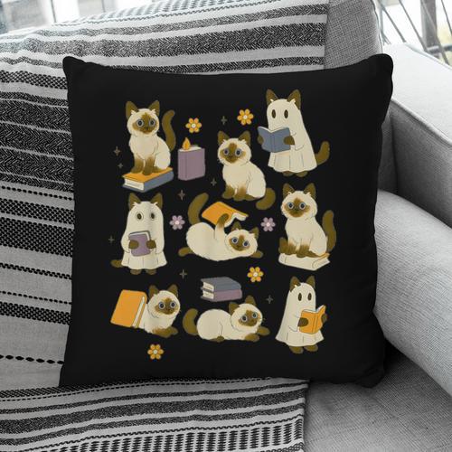 Books Lover Bookish Ghost Himalayan Cat Reading Halloween Pillowcase - Bookorys UK