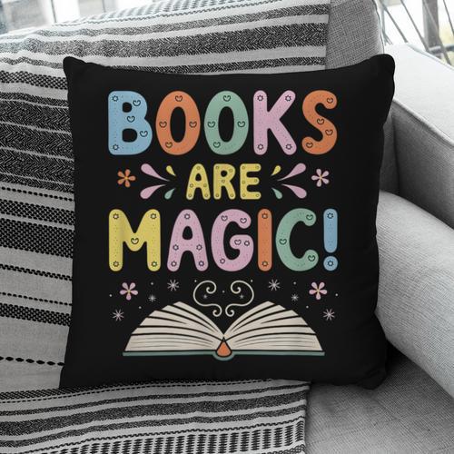 Books Are Magic Whimsical Retro Bookworm Pillowcase - Bookorys DE