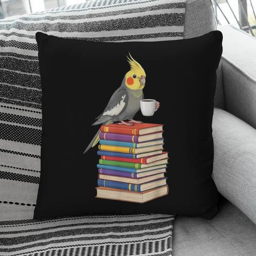Bookworm Cockatiel Bird Reading Books Drinking Coffee Lover Pillowcase - Bookorys