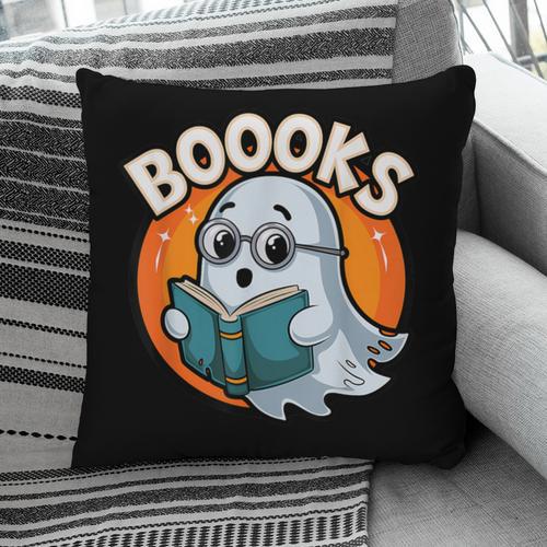 BOOOKS Cute Ghost Reading Books Halloween Pillowcase - Bookorys
