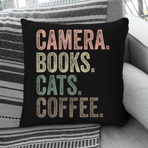 Camera Books Cats And Coffee Lover Photography Men Women Pillowcase - Bookorys