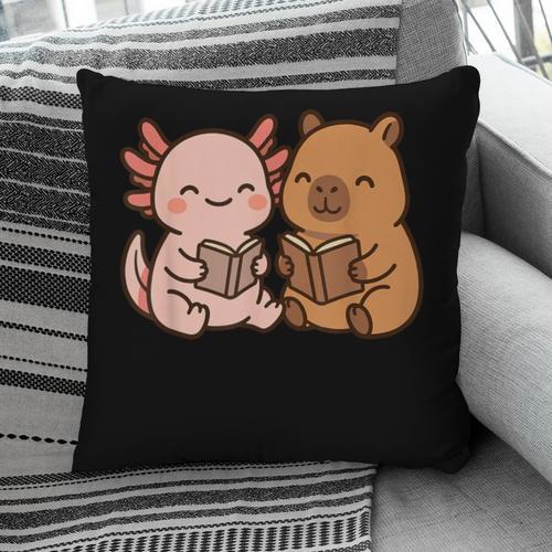 Capybara Axolotl Kawaii Kids Anime Book Lover Reading Pillowcase - Bookorys
