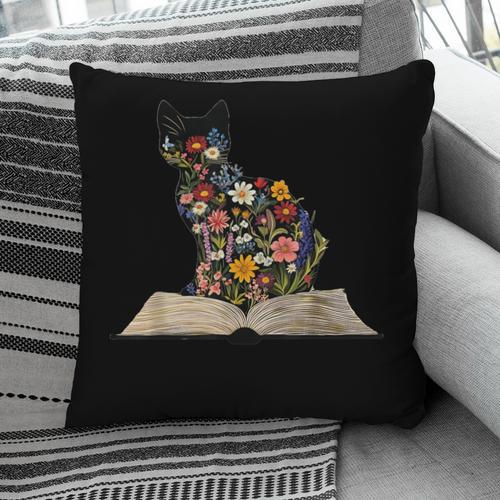 Cat Book Flowers Pillowcase - Bookorys DE