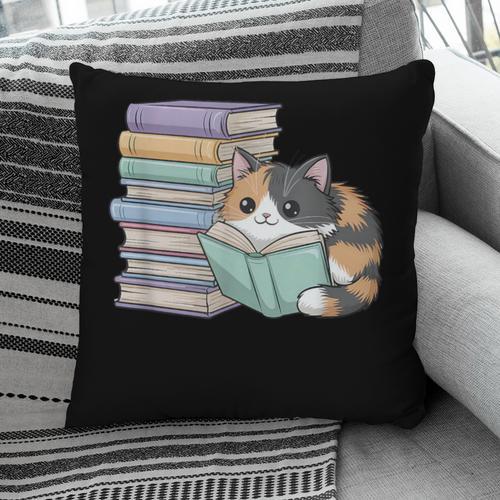Cat On Books Pets Cats Reading Book Nerd Read Reader Bookcat Pillowcase - Bookorys