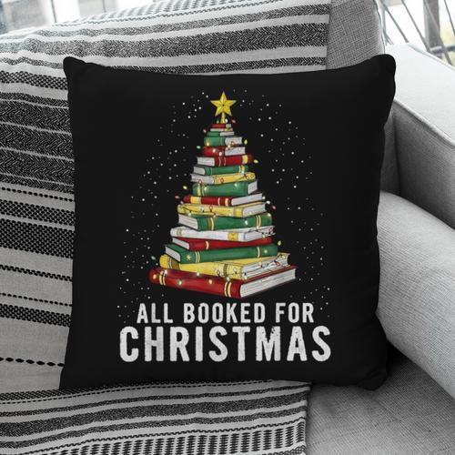 Christmas Book Tree All Booked For Xmas Pillowcase - Bookorys