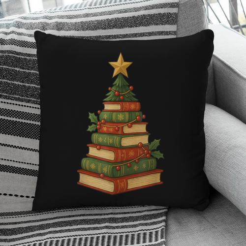 Christmas Book Tree Bookshelf Holiday For Readers Librarians Pillowcase - Bookorys