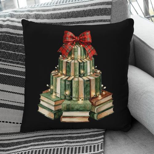 Christmas Book Tree Coquette Bow Xmas Reading Librarian Girl Pillowcase - Bookorys UK