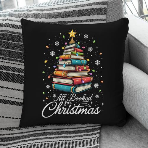 Christmas Book Tree Shirt Book Lover Librarian All Booked For Christmas Women's Christmas Book Lover Librarian Pillowcase - Bookorys