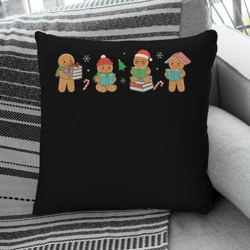 Christmas Library Gingerbread Man Books Lover Bookish Pillowcase - Bookorys