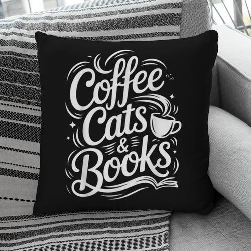 Coffee Cats & Books Reading Book Lover Reader Pillowcase - Bookorys