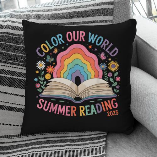 Color Our World Summer Reading 2025 Rainbow Art Book Pillowcase - Bookorys