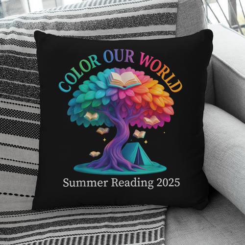 Color Our World Summer Reading 2025 Tree Book Lover Camping Pillowcase - Bookorys