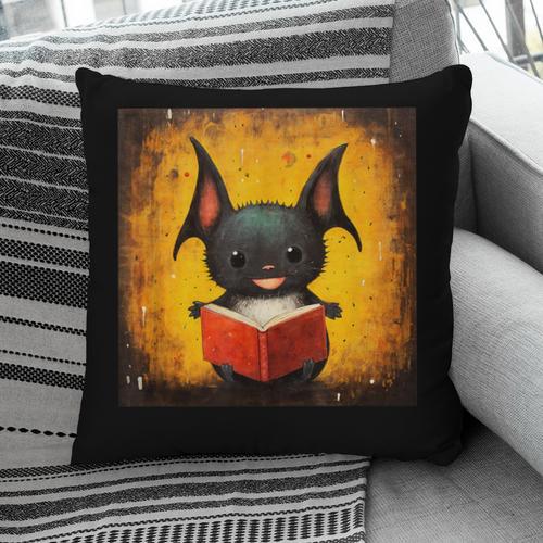 Colorful Sketch Oil Painting Of A Bat Reading Book Pillowcase - Bookorys