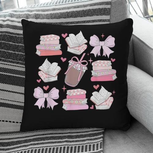Coquette Bow Book Coffee Valentines Bookish Library Teacher Pillowcase - Bookorys UK