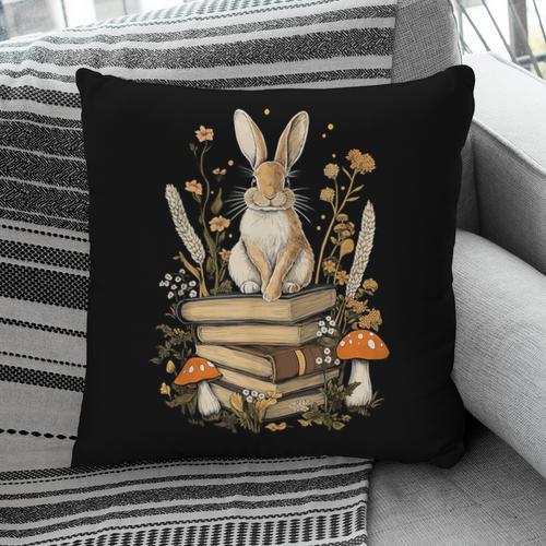 Cottagecore Aesthetic Rabbit Reading Book Lover Women Art Pillowcase - Bookorys AU