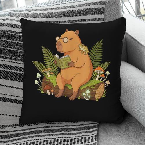 Cottagecore Capybara Reading Herbology Book Goblincore Frog Pillowcase - Bookorys UK
