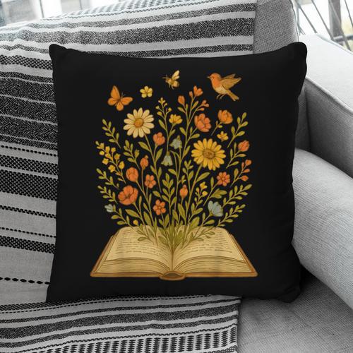 Cottagecore Enchanting Open Vintage Book Wildflowers Bloomin Pillowcase - Bookorys