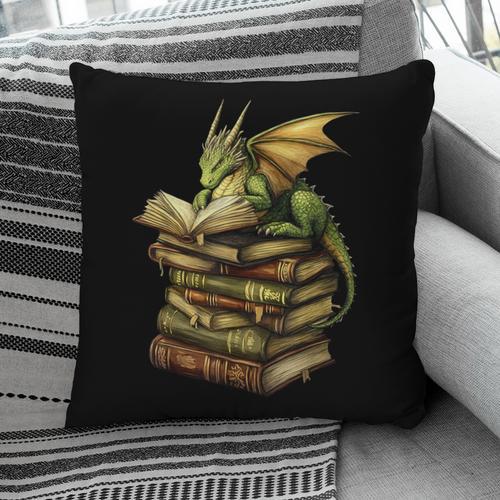 Cottagecore Moon Mushroom Dragon Sitting On Book Goblincore Pillowcase - Bookorys DE