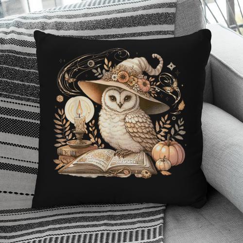 Cottagecore Owl Witch On Book Pumpkin Halloween Pillowcase - Bookorys UK