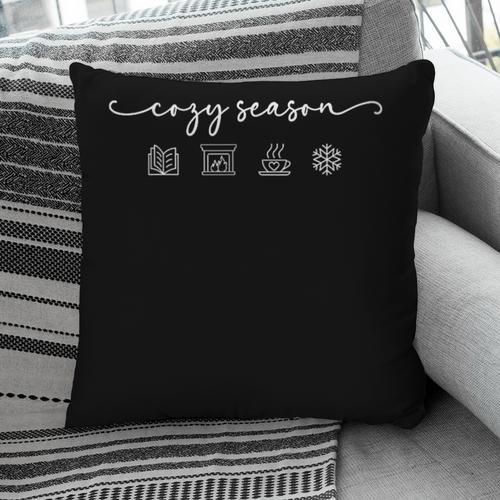 Cozy Season Good Book Fireplace Hot Beverage Snowflake Pillowcase - Bookorys