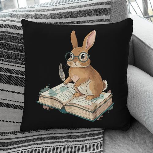Cute Bunny Reading Book Glasses Bookworm Pillowcase - Bookorys