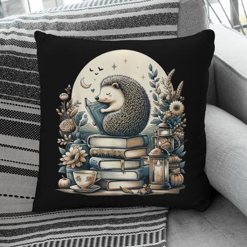 Cute Cottagecore Aesthetic Hedgehog Reading Book Nerd Pillowcase - Bookorys UK
