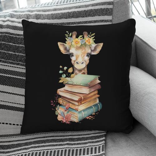 Cute Giraffe With Book Floral Bookworm Librarian Book Lover Pillowcase - Bookorys