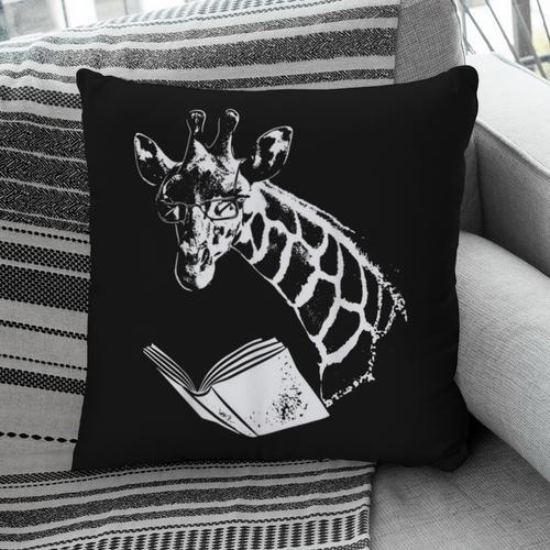 Cute Giraffe Wear Glasses Reading Book Librarian Bookworm Pillowcase - Bookorys