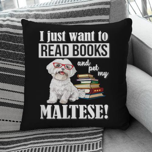 Cute Glasses Read Books & Pet My Maltese Lover Pillowcase - Bookorys