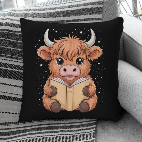 Cute Highland Cow Reading Book Pillowcase - Bookorys