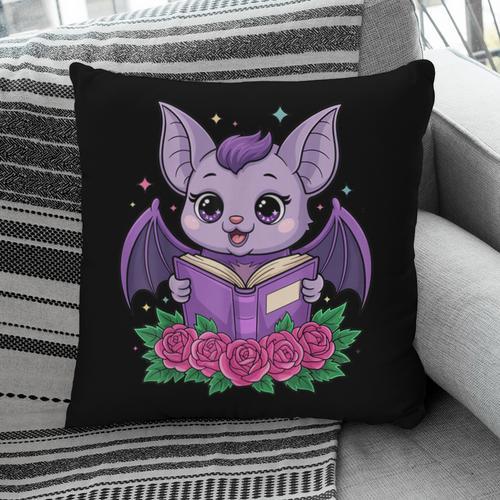 Cute Pastel Goth Bat Reading Book Pillowcase - Bookorys DE
