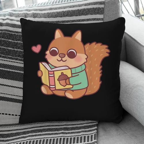Cute Squirrel Reading A Book Lovers Anime Kawaii Women Kids Pillowcase - Bookorys DE