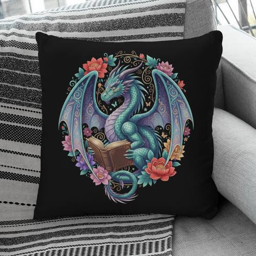Dragon Reading Book Girls Kids Bookworm Book Lover Pillowcase - Bookorys