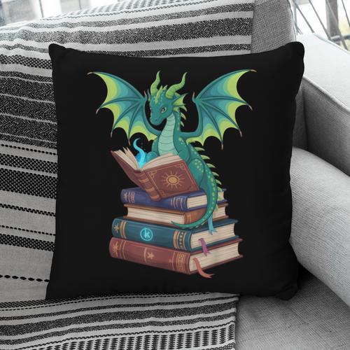 Dragon Reading Books Fantasy Lovers Mythical Creatures Pillowcase - Bookorys